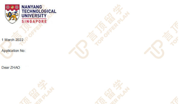 默契的配合,赵同学轻松斩获南洋理工大学offer!